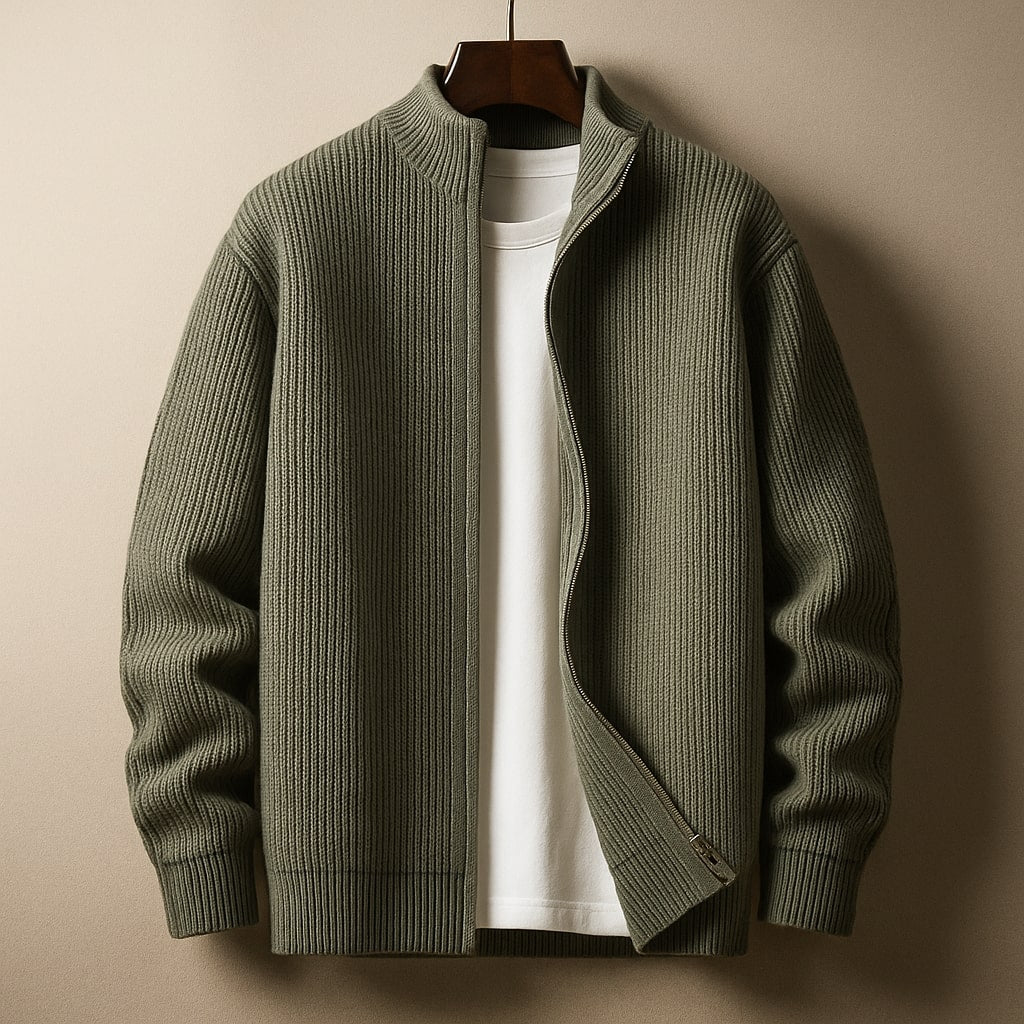 Marcello Ribbed Zip Cardigan