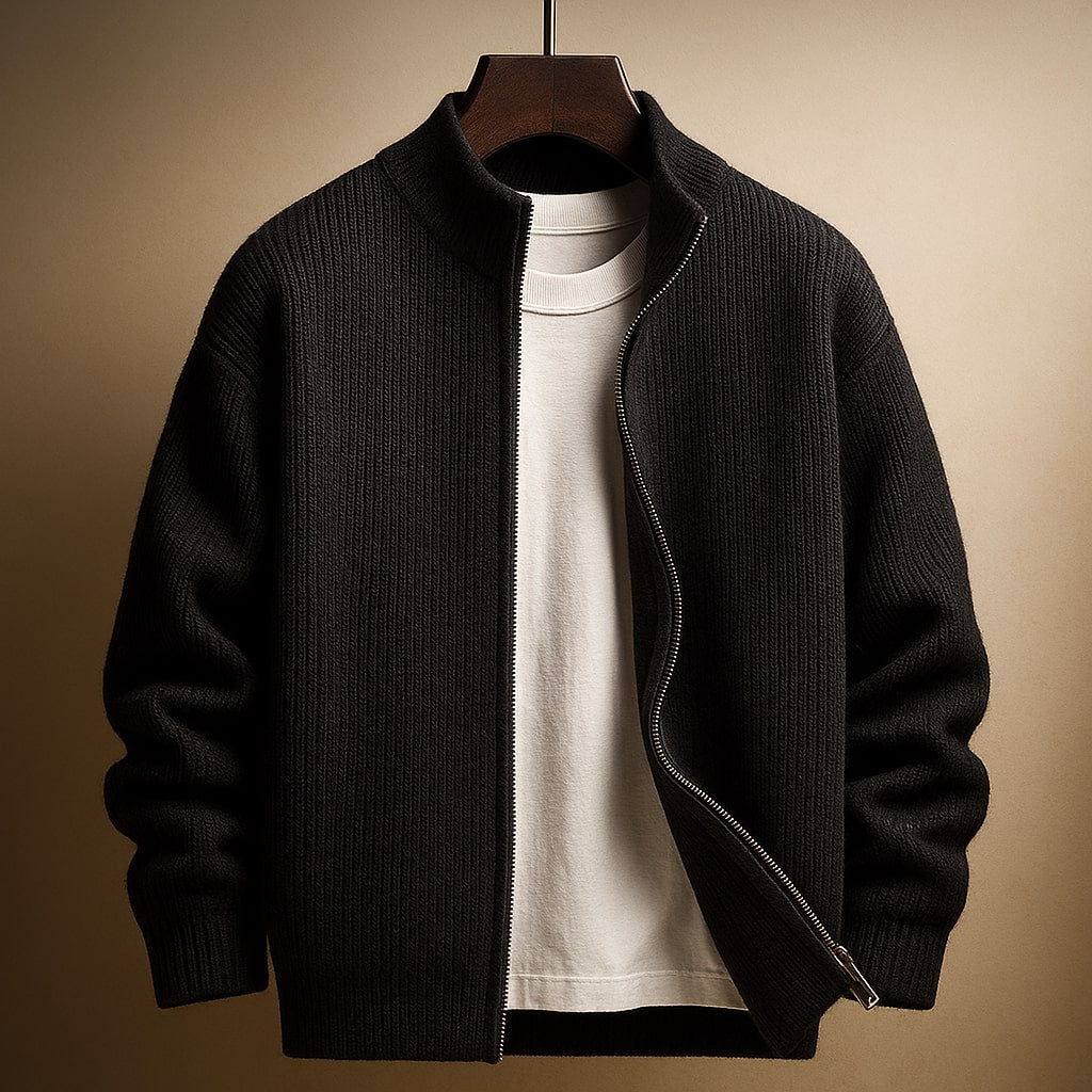 Marcello Ribbed Zip Cardigan